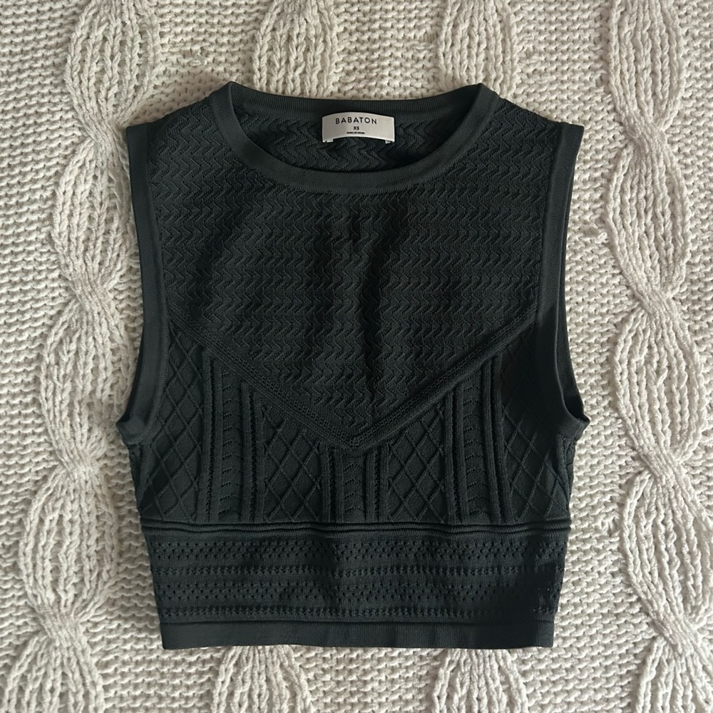 Aritzia Black Textured Crop Top